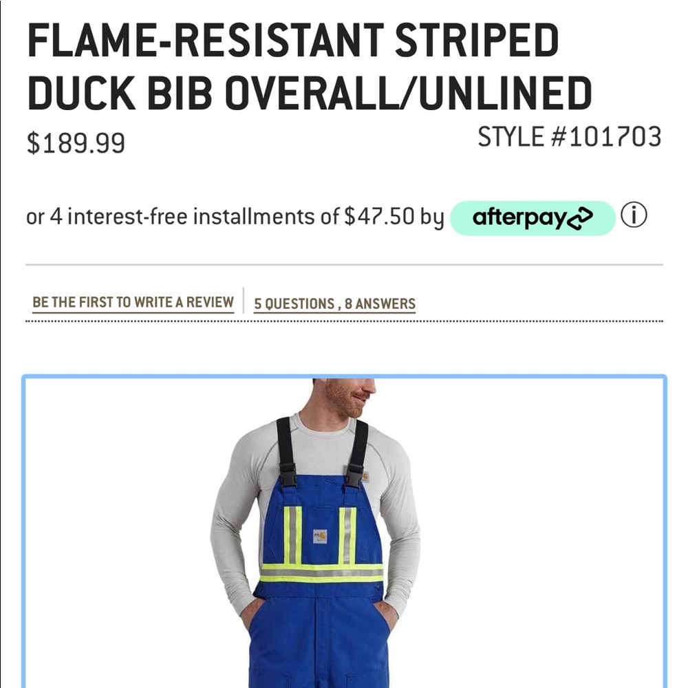 Carhartt FR HI VIZ striped unlined coveralls
